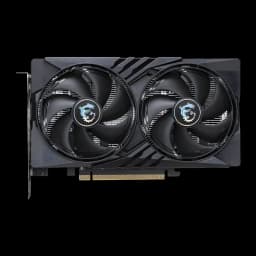 MSI GeForce RTX 5050 Gaming OC 8GB GDDR6 Negro, vista frontal: doble ventilador con logo dragón y conector PCIe dorado