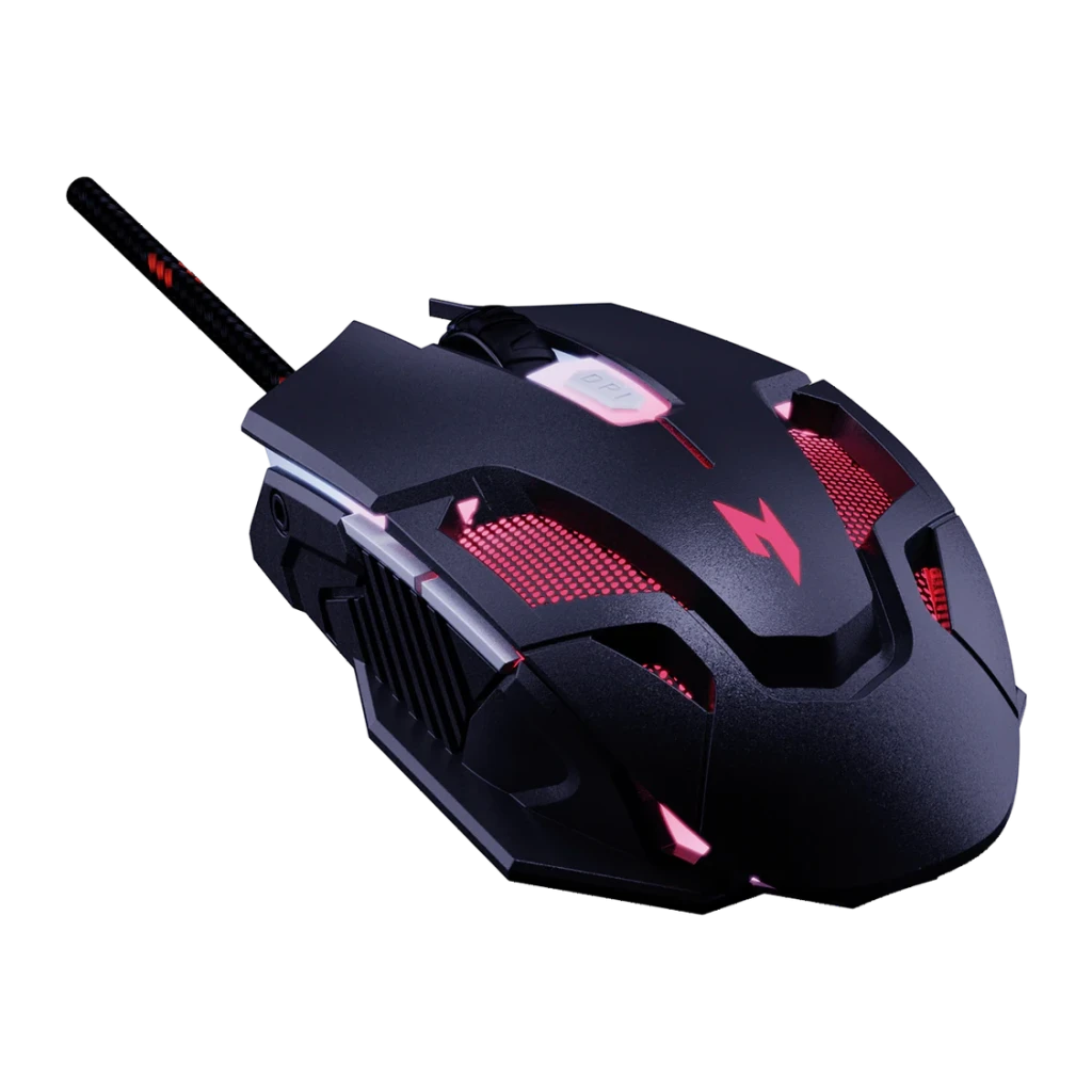 Ratón Gaming Acer Nitro Mouse II con cable USB y 7200 DPI, color negro, para PC