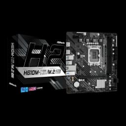 Carte mère ASRock D5 Intel H610 LGA1700 DDR5 Micro ATX Noir H610M-H2/M.2, vue de face avec boîte: carte et emballage