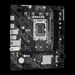 Carte mère ASRock D5 Intel H610 LGA1700 DDR5 Micro ATX Noir H610M-H2/M.2, vue en angle: socket LGA1700, slots DDR5