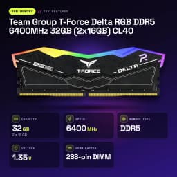 Memória RAM Team Group T-Force Delta RGB DDR5 6400MHz 32GB (2x16GB) CL40 Preto - características