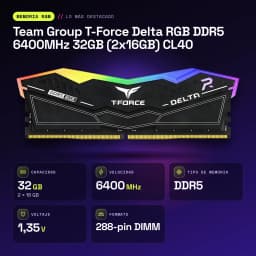 Memória RAM Team Group T-Force Delta RGB DDR5 6400MHz 32GB (2x16GB) CL40 Preto - características