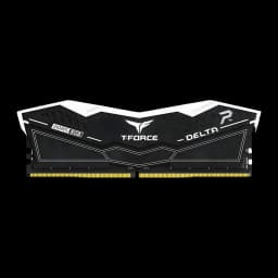 Memória RAM Team Group T-Force Delta RGB DDR5 6400MHz 32GB (2x16GB) CL40 Preto, vista frontal: módulo com dissipador preto