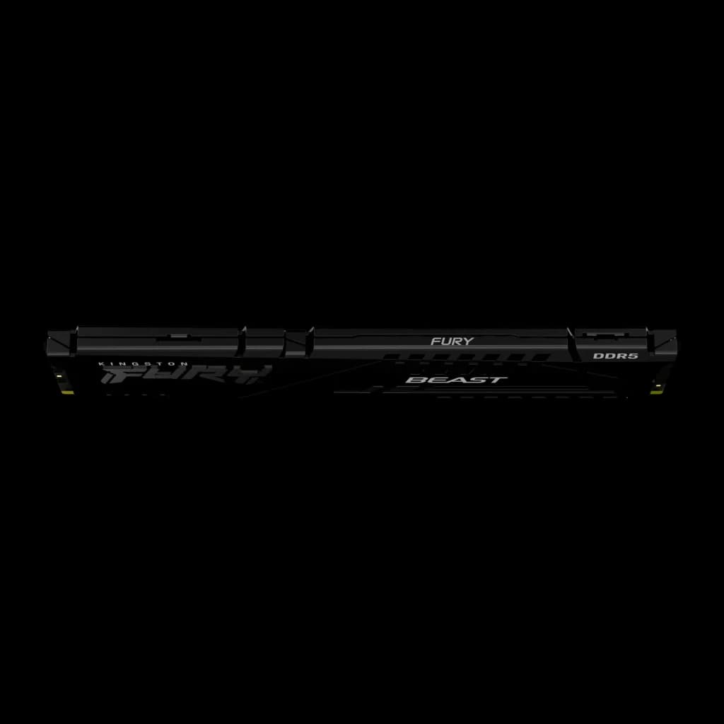 Kingston Fury Beast DDR5 5200MT/s CL40 128Go (4x32Go) Kit Noir, vue latérale: dissipateur noir avec logos Fury Beast et DDR5