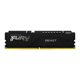 Kingston Fury Beast DDR5 5200MT/s CL40 128Go (4x32Go) Kit Noir, vue avant: dissipateur noir avec logo FURY Beast et contacts