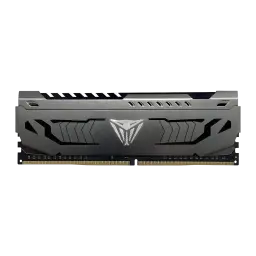 Memoria RAM Patriot Viper Steel DDR4 3200MHz 64GB (2x32GB) CL16 Gris, vista frontal: disipador gris cepillado con logo Viper