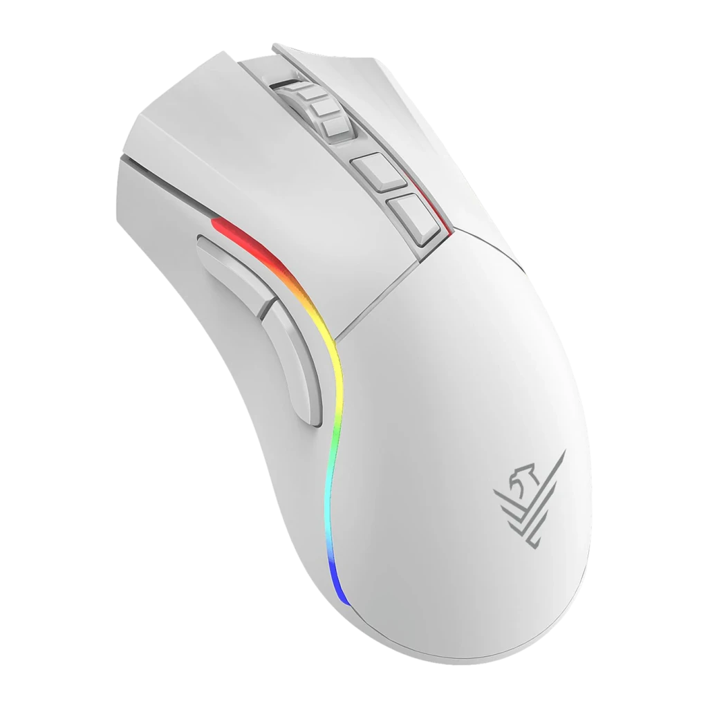 Ratón Gaming Phoenix Technologies Void Elite Inalámbrico 2,4 GHz 19000 DPI RGB Blanco, vista lateral izquierda: iluminación
