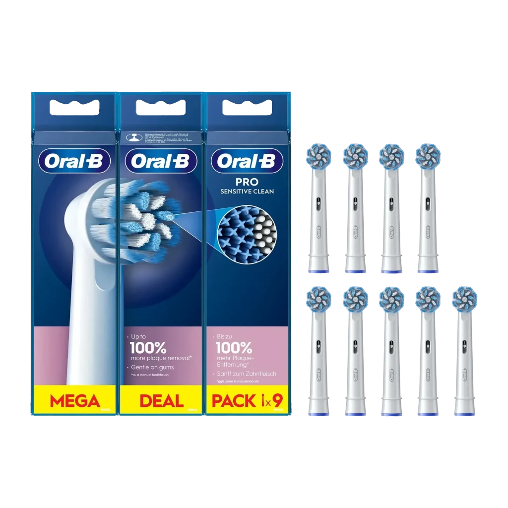 Braun Cabezales de recambio Oral-B Pro Sensitive Clean para cepillo eléctrico, 9 unidades, color blanco