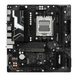 Placa base ASRock B850M-X R2.0 AMD B850 AM5 DDR5 Micro ATX 2.5GbE Negro, en uso: vista cenital con socket AM5, disipadores