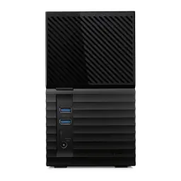 Disque dur externe WD My Book Duo 24To USB-C Noir WDBFBE0240JBK, vue avant: ports USB-A, USB-C et connecteur d'alimentation