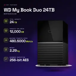 Disque dur externe WD My Book Duo 24To USB-C Noir WDBFBE0240JBK - caractéristiques