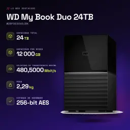 Disque dur externe WD My Book Duo 24To USB-C Noir WDBFBE0240JBK - caractéristiques