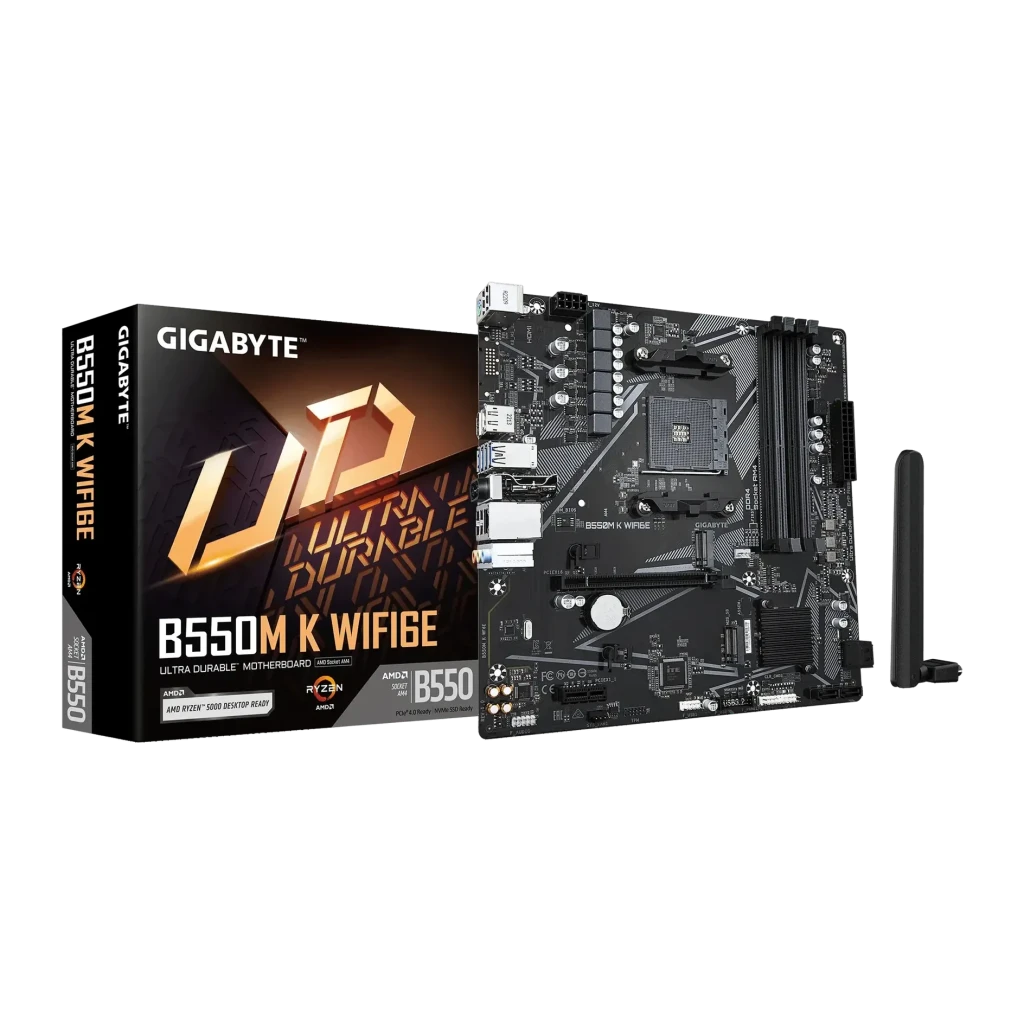 Placa base Gigabyte B550M K WiFi 6E AMD B550 AM4 DDR4 Micro-ATX Marrón