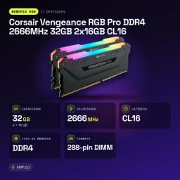 Memoria RAM Corsair Vengeance RGB Pro DDR4 2666MHz 32GB 2x16GB CL16 Negro - características