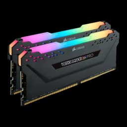 Memoria RAM Corsair Vengeance RGB Pro DDR4 2666MHz 32GB 2x16GB CL16 Negro, vista frontal en ángulo: dos módulos