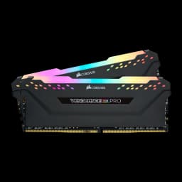 Memoria RAM Corsair Vengeance RGB Pro DDR4 2666MHz 32GB 2x16GB CL16 Negro, vista frontal: dos módulos en escorzo