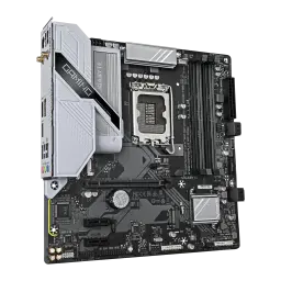 Carte mère Gigabyte B760M Gaming Plus WiFi DDR4 Intel B760 LGA1700 Micro ATX Gris, vue en angle: socket LGA1700