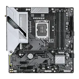 Carte mère Gigabyte B760M Gaming Plus WiFi DDR4 Intel B760 LGA1700 Micro ATX Gris, vue dessus: socket LGA1700, slots DDR4