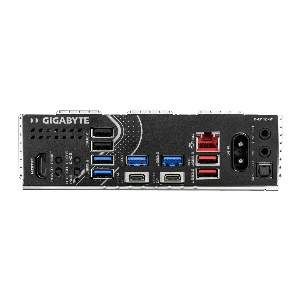Placa base Gigabyte X870E Eagle WiFi 7 AMD AM5 DDR5 ATX Negro, panel trasero: puertos HDMI, USB-A, USB-C, LAN 2.5G y audio