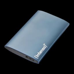 SSD Externo Intenso Premium Edition 2TB 1.8 polegadas USB 3.2 Gen 1 Azul, vista em perspectiva: carcaça azul mate