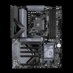 Placa-mãe Gigabyte B550 X Eagle WiFi 6E AMD AM4 DDR4 ATX Castanho, vista superior: socket AM4, slots DDR4, PCIe e dissipador