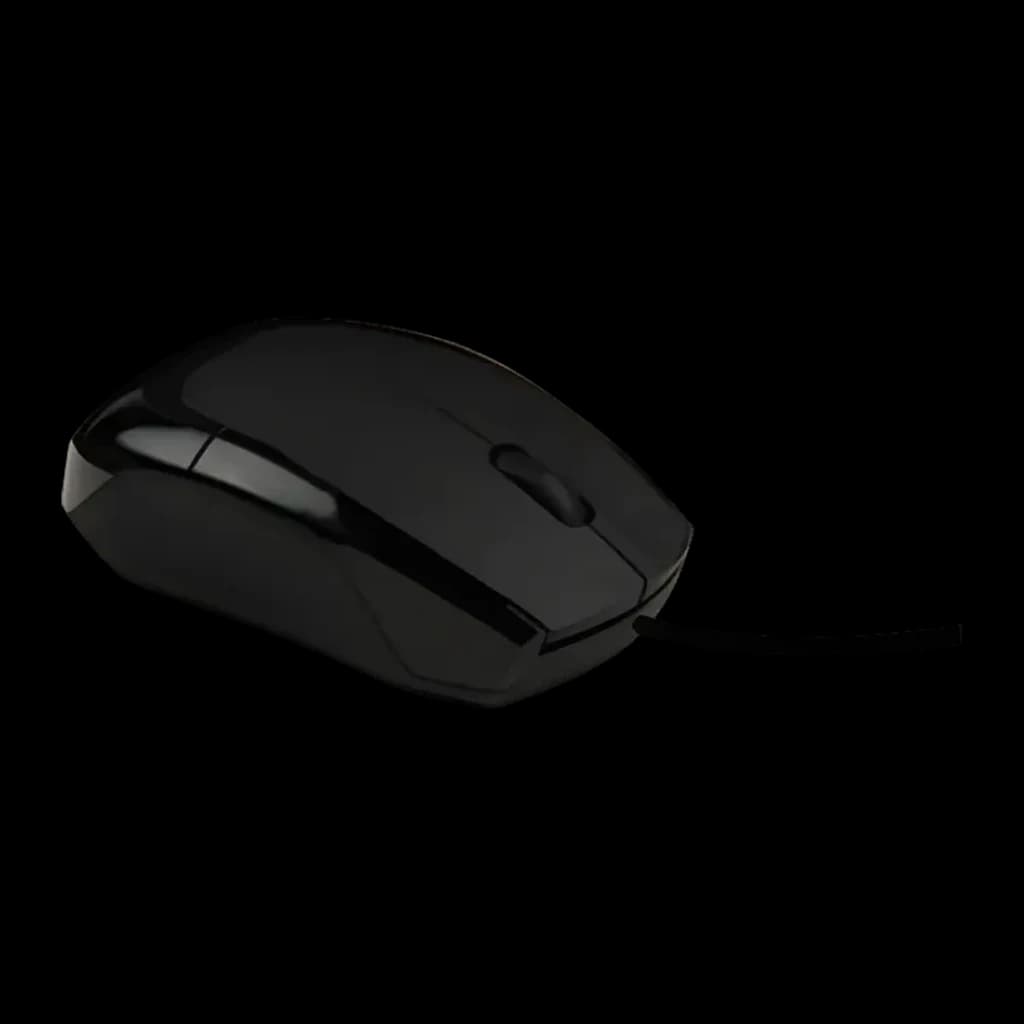 Ratón T'nB Shark Mini USB Negro, vista lateral: perfil compacto con rueda central y botones brillantes