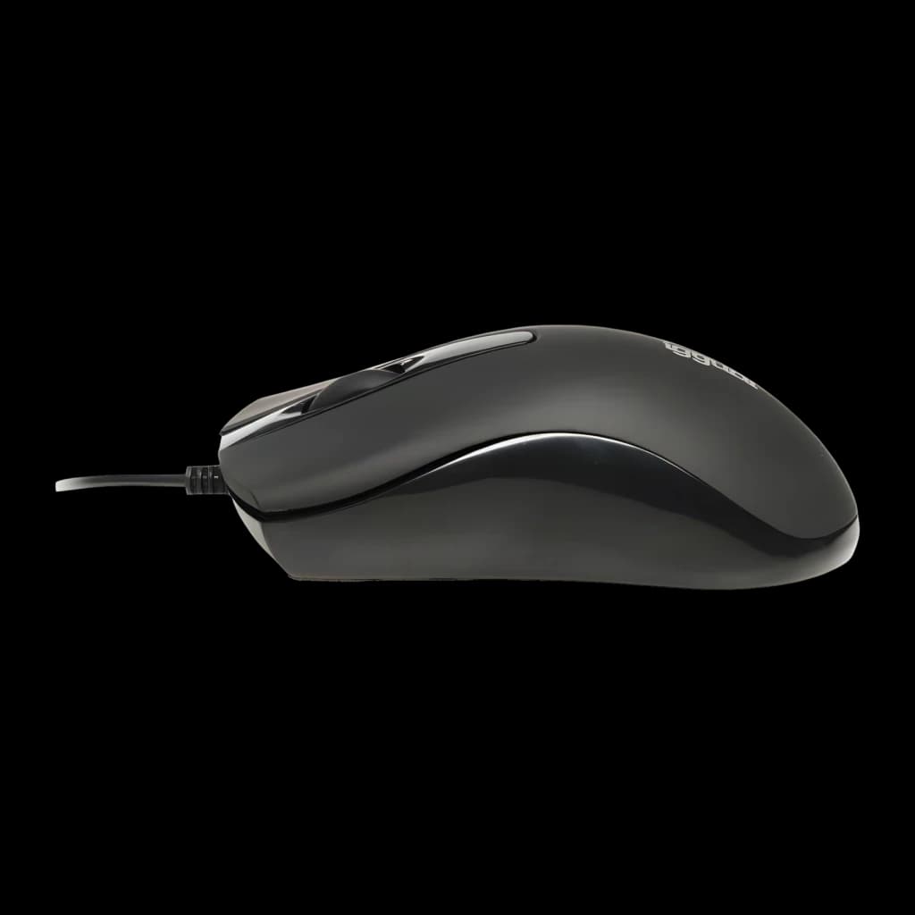 Ratón iggual COM-BUSINESS 1200DPI Negro Con cable USB-A Ergonómico, vista lateral: perfil ergonómico, cable y logo iggual