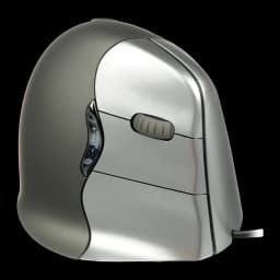 Rato Evoluent VerticalMouse 4 VM4R Prata Cabo USB, vista lateral: roda de scroll, botões Pointer Speed e forma ergonómica
