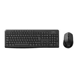 Combo Clavier et Souris CoolBox Noir Sans Fil Silencieux COO-KTR-03W, vue dessus: clavier complet avec pavé numérique