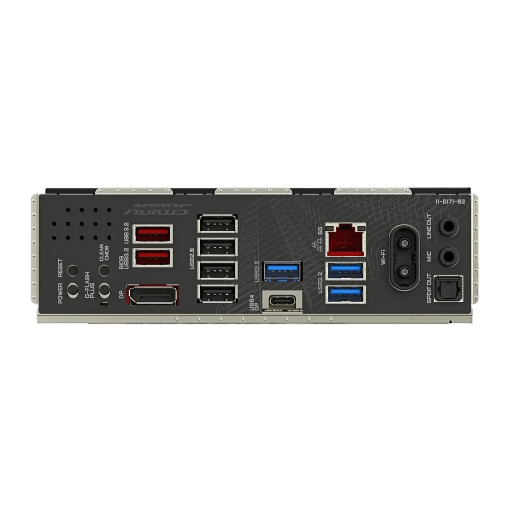 Placa base Gigabyte Z890 AORUS Elite WIFI7 Plus Intel LGA1851 DDR5 ATX WiFi 7 Negro, panel trasero: puertos USB3.2 rojos