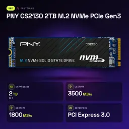 SSD PNY CS2130 2TB M.2 NVMe PCIe Gen3 Negro - características
