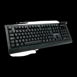 Clavier UNYKAch KB918 Smartcard DNIe Membrane Espagnol Complet 100 % Noir, vue diagonale: lecteur de carte en haut à droite