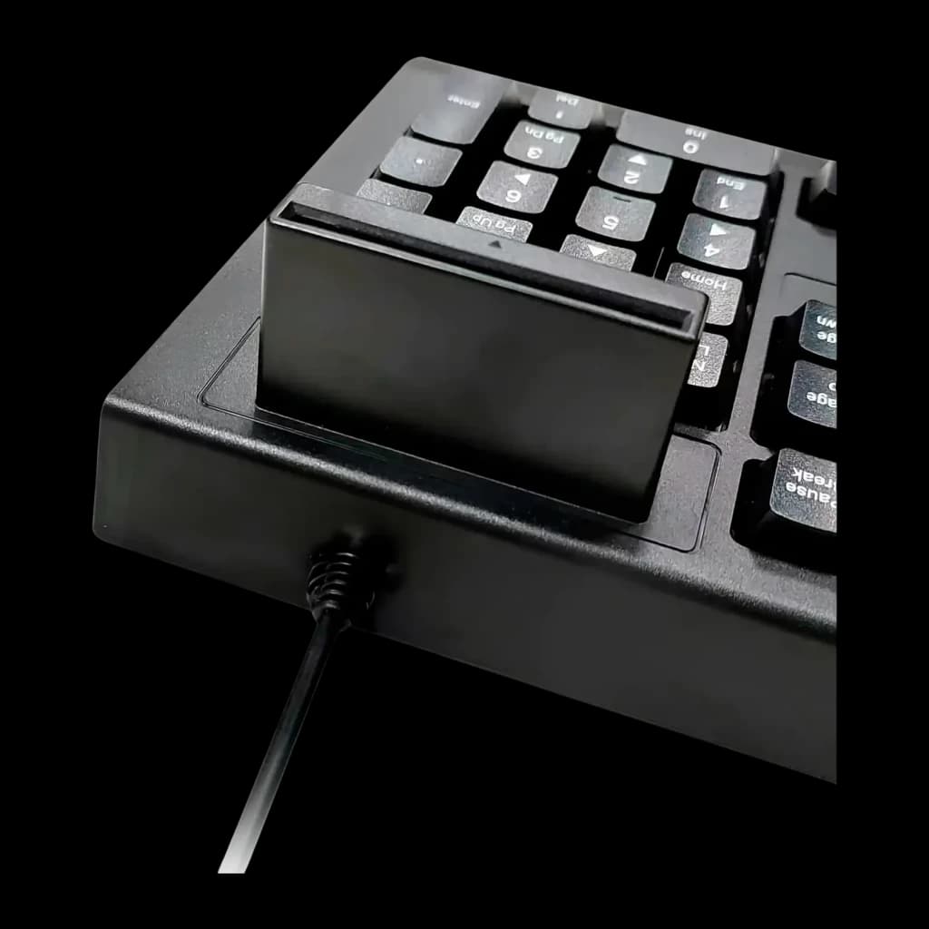 Clavier UNYKAch KB918 Smartcard DNIe Membrane Espagnol Complet 100 % Noir, détail: lecteur de carte intégré près du pavé