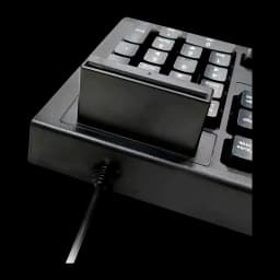 Clavier UNYKAch KB918 Smartcard DNIe Membrane Espagnol Complet 100 % Noir, détail: lecteur de carte intégré près du pavé
