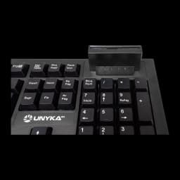 Clavier UNYKAch KB918 Smartcard DNIe Membrane Espagnol Complet 100 % Noir, détail: lecteur carte DNIe au-dessus du pavé