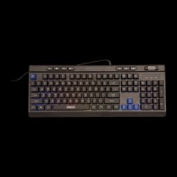 Teclado Sparco Stealth Membrana RGB Espanhol Preto, vista superior: retroiluminação RGB acesa nas teclas e barra inferior