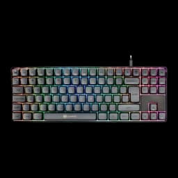 Clavier Gaming GAMIAC TKL90G Mécanique Kailh Blue RGB Espagnol TKL Noir, vue de dessus: touches grises avec rétroéclairage