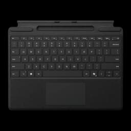 Teclado Microsoft Surface Pro Keyboard con Touchpad y Alcántara Magnético Negro, vista frontal: teclas QWERTY, touchpad