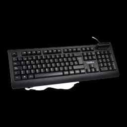 Clavier CoolBox Noir USB avec câble 1,5 m Lecteur DNIe intégré COO-TEC04DNI V4, vue de face en angle: disposition complète