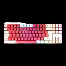 Clavier Gaming GAMIAC TKL90G Mécanique Kailh Blue RGB Espagnol TKL Blanc/Rose, vue de face: touches roses et blanches