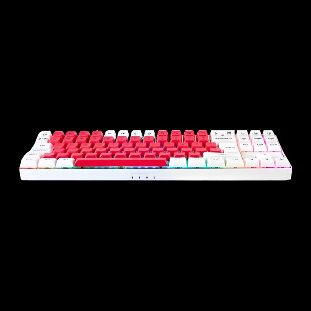 Clavier Gaming GAMIAC TKL90G Mécanique Kailh Blue RGB Espagnol TKL Blanc/Rose, vue latérale: touches roses et blanches