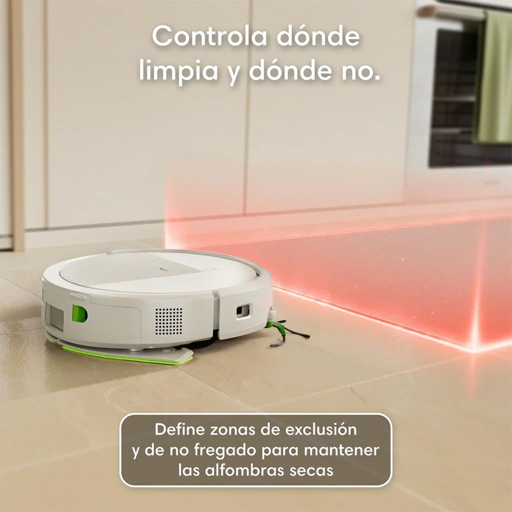 Robot aspirador iRobot Roomba Combo 115 Branco Giroscópico Lavador de Pavimentos 15000Pa, vista lateral: barreira laser