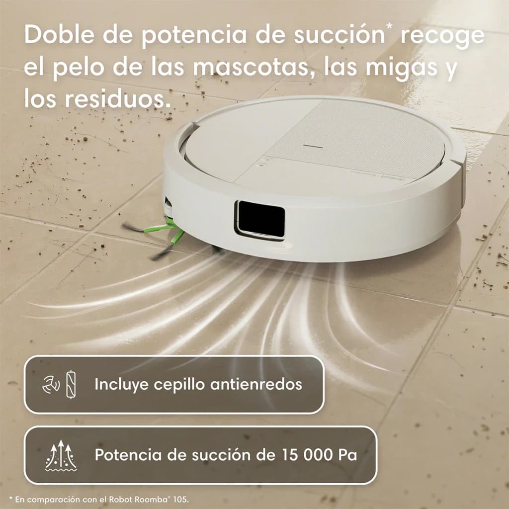 Robot aspirador iRobot Roomba Combo 115 Branco Giroscópico Lavador de Pavimentos 15000Pa, vista lateral: sobre pavimento