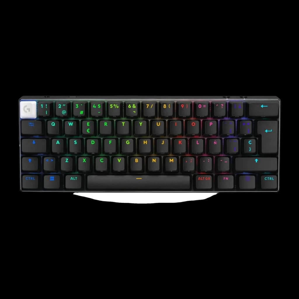 Teclado gaming Logitech G PRO X 60 LIGHTSPEED Inalámbrico Mecánico GX Brown RGB Negro, vista superior: retroiluminación RGB