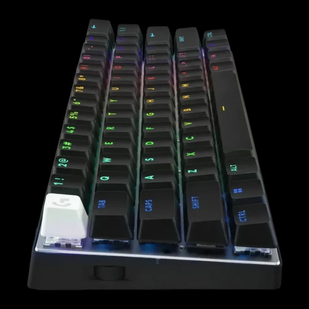 Teclado gaming Logitech G PRO X 60 LIGHTSPEED Inalámbrico Mecánico GX Brown RGB Negro, vista lateral frontal: teclas