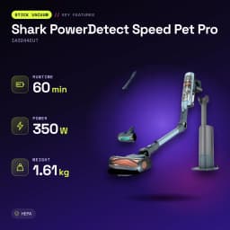 Aspiradora Escoba Shark PowerDetect Speed Pet Pro Azul Sin Cable 350W 60min IA3244EUT - características