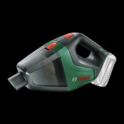 Aspirateur à main Bosch UniversalVac 18 Noir/Vert Sans Fil Sans batterie, vue latérale: corps vert et noir, buse, poignée