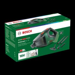 Aspirateur à main Bosch UniversalVac 18 Noir/Vert Sans Fil Sans batterie, boîte: packaging vert avec accessoires et logo 18V