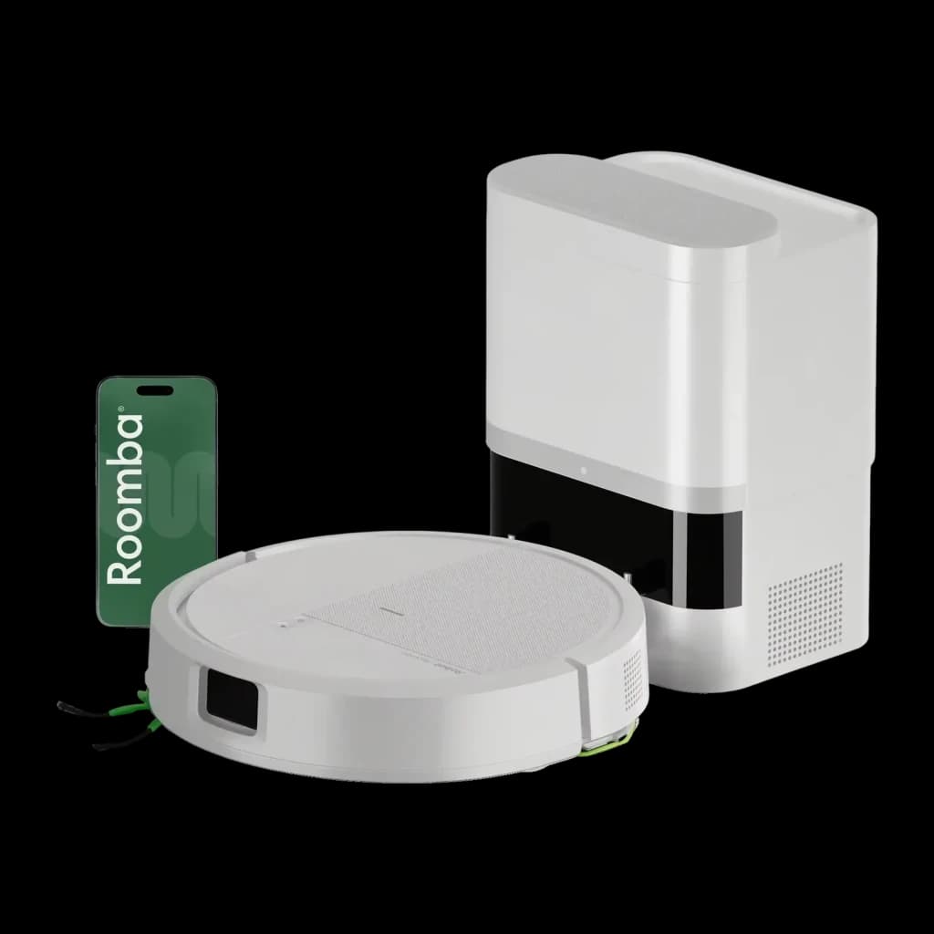 Robot aspirador iRobot Roomba 115 Combo + AutoEmpty Dock Branco Giroscópico Função de Lavagem, vista frontal: robô, base