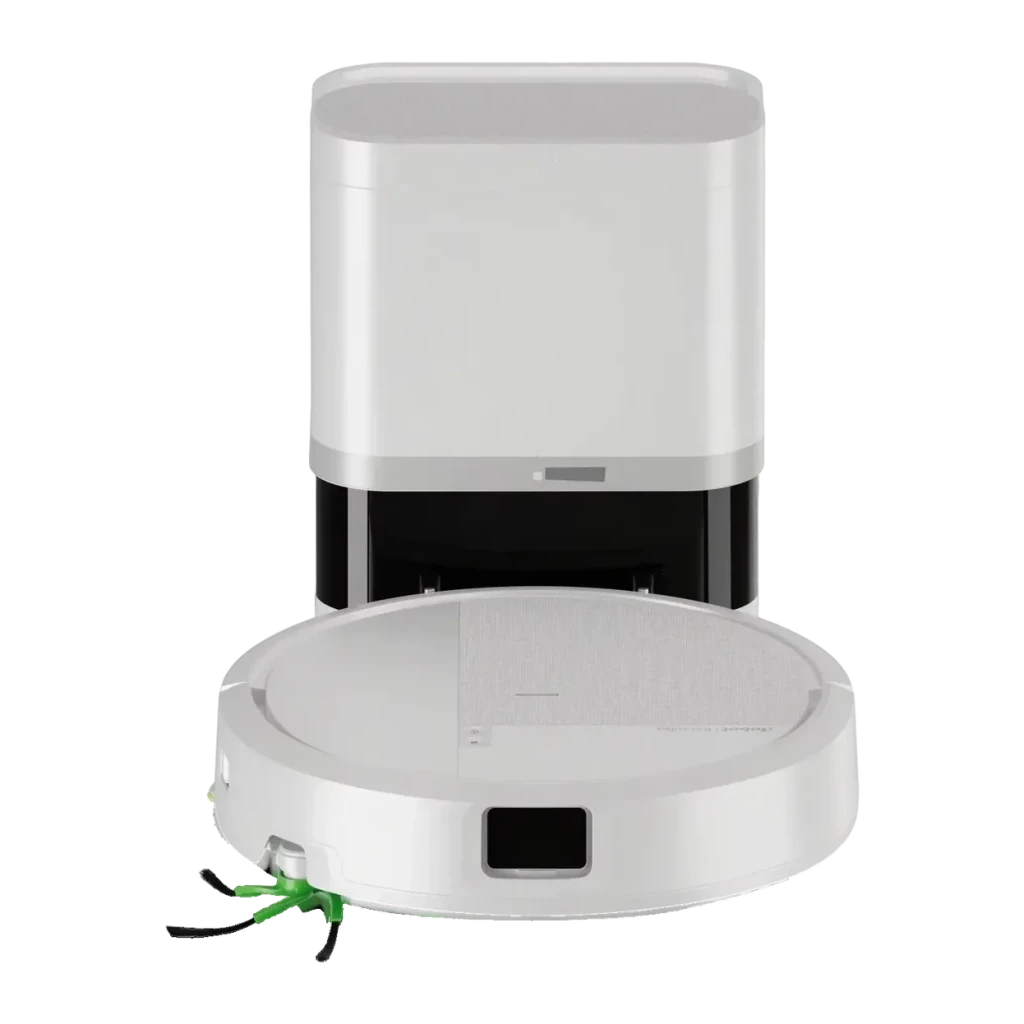 Robot aspirador iRobot Roomba 115 Combo + AutoEmpty Dock Branco Giroscópico Função de Lavagem, vista frontal: robô acoplado